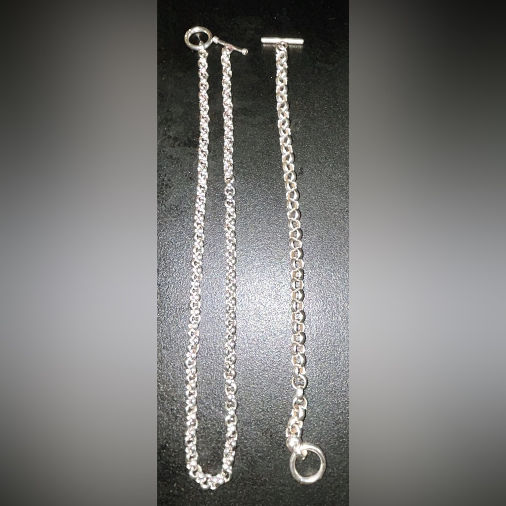 .925 Solid Sterling Silver Rolo Chain/Bracelt Set… - image 4